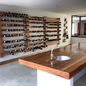 Kiaat wine shelf and counter