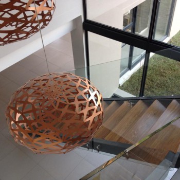 Kiaat staircase - open tread in steel stringer