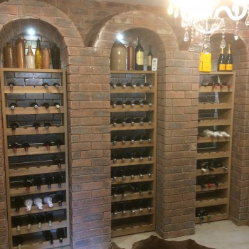 Oak wine cellar shelving